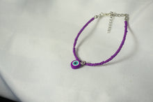 Load image into Gallery viewer, Purple Evil Eye Bracelet + Studs Set