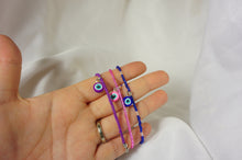 Load image into Gallery viewer, Purple Evil Eye Bracelet + Studs Set