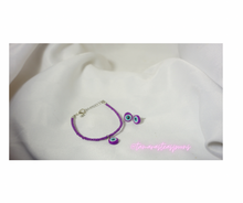 Load image into Gallery viewer, Purple Evil Eye Bracelet + Studs Set