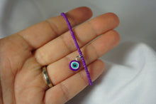 Load image into Gallery viewer, Purple Evil Eye Bracelet + Studs Set
