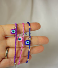 Load image into Gallery viewer, Purple Evil Eye Bracelet + Studs Set