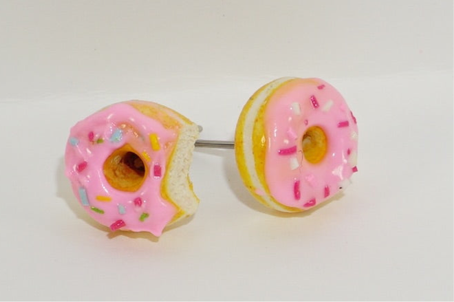 Pink Sprinkled Donut Studs