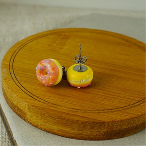 Pink Sprinkled Donut Studs