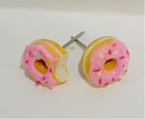Pink Sprinkled Donut Studs