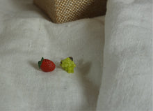 Load image into Gallery viewer, Mismatched Fruit Studs: strawberry and grapes
