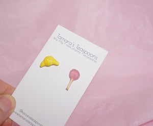 Mix and Match - Croissant + Lollipop earring studs