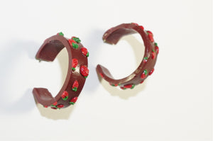 Valentine’s Day Chocolate Strawberries Earring Hoops