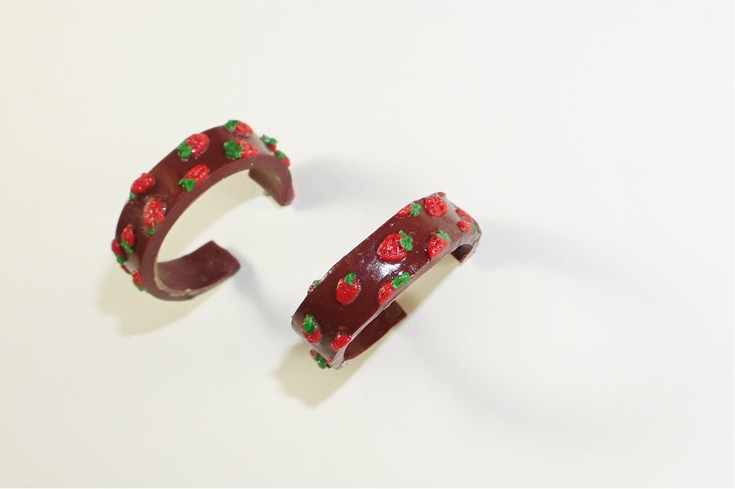 Valentine’s Day Chocolate Strawberries Earring Hoops