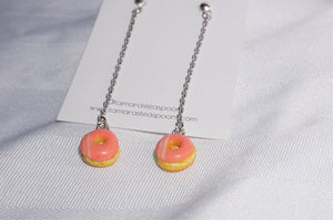 Dangling Pink Donut Earrings