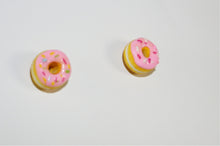 Load image into Gallery viewer, Valentine’s Pink Sprinkled Donut Studs
