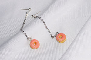 Dangling Pink Donut Earrings
