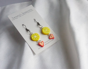 Lemon Strawberry Fruit Earrings